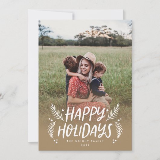 prettige feestdagen Hand getekende Pine Berries Fo Feestdagenkaart (Voorkant)