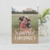 prettige feestdagen Hand getekende Pine Berries Fo Feestdagenkaart (Staand voorkant)