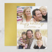 prettige feestdagen Hand Lettered Gold Photo Colla Feestdagenkaart (Voorkant / Achterkant)