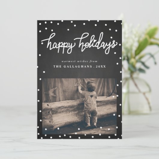 prettige feestdagen handgeschreven foto van Chalkb Feestdagenkaart (Staand voorkant)