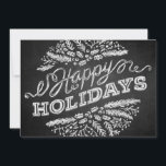 Prettige feestdagen Handgeschreven schoolbord? 5x7 Feestdagenkaart<br><div class="desc">Holiday greetings (here "Happy Holidays") are displayed on this single and trendy chalkboard style Christmas card. The handwritten typography looks like chalk on a blackboard, the chalky Christmas elements illustrations (pine branches, berries) are arranged in a decorative circle pattern. You can customize the back with your own names and message....</div>