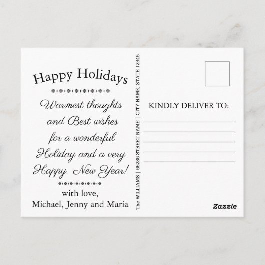 prettige feestdagen handgeschreven script vakantie briefkaart (Achterkant)