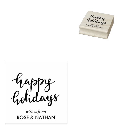 Prettige feestdagen Handgeschreven zwart script Rubberstempel (Gestempeld)