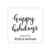 Prettige feestdagen Handgeschreven zwart script Rubberstempel (Afrduk)