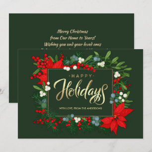 prettige feestdagen. Handgetrokken mistletoe, Poin Feestdagenkaart