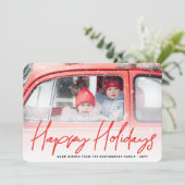 Prettige feestdagen · Handschrift Script Photo Mod Feestdagenkaart (Staand voorkant)