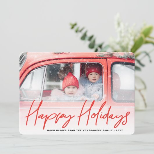 Prettige feestdagen · Handschrift Script Photo Mod Feestdagenkaart (Staand voorkant)