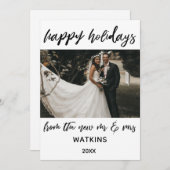 Prettige feestdagen Handschrift van New Mr & Mrs P Feestdagenkaart (Voorkant / Achterkant)