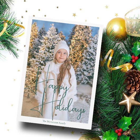 Prettige feestdagen · Handtekening Script Foto Mod Feestdagenkaart