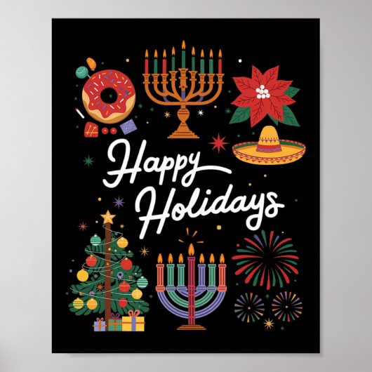 Prettige feestdagen Hanukkah Feliz Navidad Christm Poster (Voorkant)