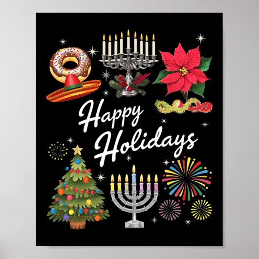 Prettige feestdagen Hanukkah Feliz Navidad Christm Poster (Voorkant)