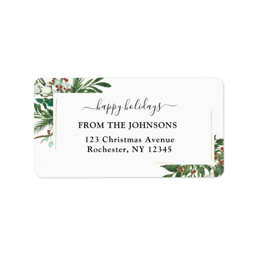 Prettige feestdagen Happy-Christmas Classic, Rusti Etiket (Voorkant)