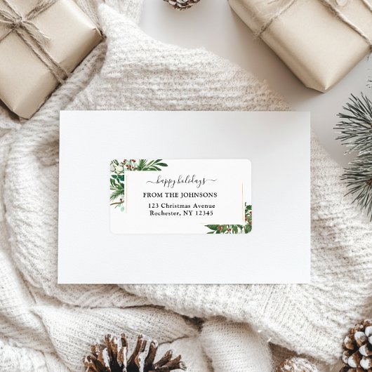 Prettige feestdagen Happy-Christmas Classic, Rusti Etiket