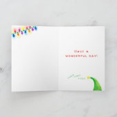 "Prettige feestdagen" Happy Elf Waterverf Kaart (Binnen)