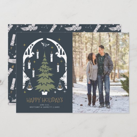 PRETTIGE FEESTDAGEN HARRY POTTER™-structuur - Feestdagenkaart (Voorkant / Achterkant)