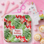 prettige feestdagen Hawaiian Flowered Pattern Kers Papieren Bordje (Feest)