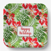 prettige feestdagen Hawaiian Flowered Pattern Kers Papieren Bordje (Voorkant)