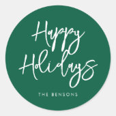 Prettige feestdagen Hedendaags groen Ronde Sticker (Voorkant)