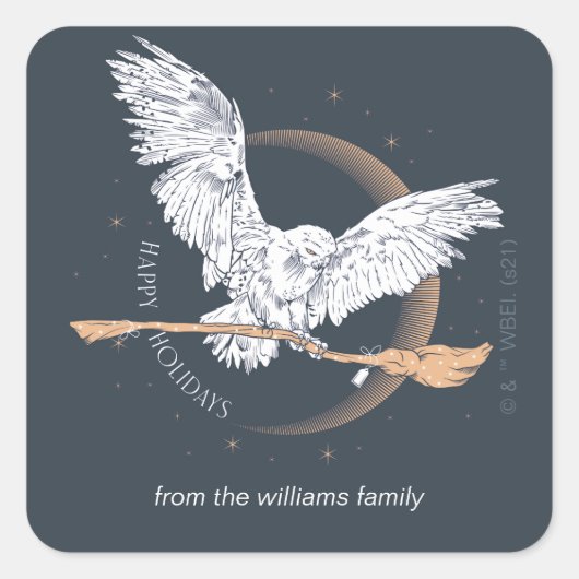 prettige feestdagen Hedwig Delivery | Gepersonalis Vierkante Sticker (Voorkant)