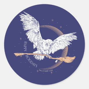 prettige feestdagen Hedwig Delivery Ronde Sticker