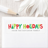 Prettige feestdagen Helder kleurrijk geïllustreerd Etiket (Insitu)