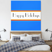 Prettige feestdagen Helderblauw Wit Rood Strepen Canvas Afdruk (Insitu (Slaapkamer))