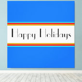 Prettige feestdagen Helderblauw Wit Rood Strepen Canvas Afdruk (Insitu (Houten vloer))