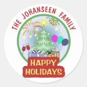 Prettige feestdagen Heldere kleurrijke vetgedrukte Ronde Sticker (Voorkant)