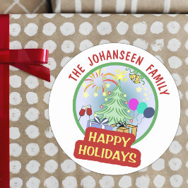 Prettige feestdagen Heldere kleurrijke vetgedrukte Ronde Sticker