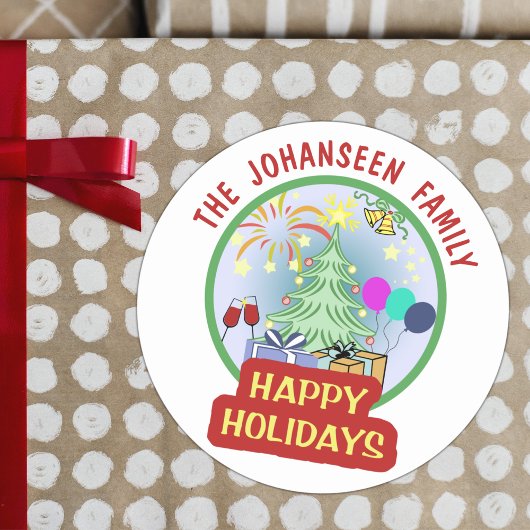 Prettige feestdagen Heldere kleurrijke vetgedrukte Ronde Sticker