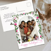 Prettige feestdagen Helderroze botanische boog Briefkaart