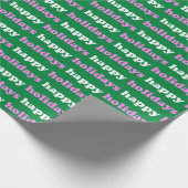 prettige feestdagen | Helderroze en groene typogra Cadeaupapier (Hoek)