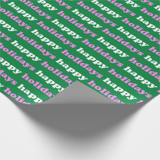 prettige feestdagen | Helderroze en groene typogra Cadeaupapier (Hoek)