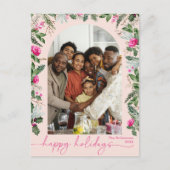 Prettige feestdagen Helderroze groen Arch Briefkaart (Voorkant)