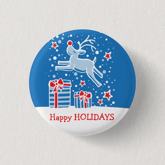 Prettige feestdagen Herrein kerstknop / badge Ronde Button 3,2 Cm (Voorkant)