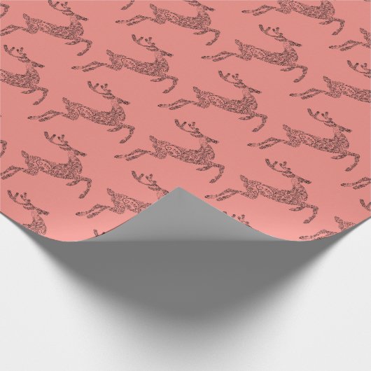 Prettige feestdagen Herten Silhouet Cadeaupapier (Hoek)