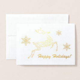 Prettige feestdagen Herten & Sneeuwvlokken Aangepa Folie Kaarten