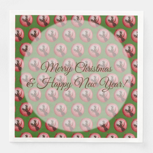 Prettige feestdagen, herten Waterverf papier serve Servet (Voorkant)