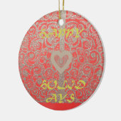 Prettige feestdagen Het Hart Rood en Goud Collecti Keramisch Ornament (Links)