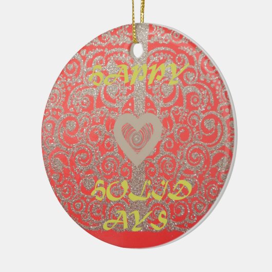 Prettige feestdagen Het Hart Rood en Goud Collecti Keramisch Ornament (Links)