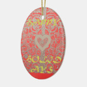 Prettige feestdagen Het Hart Rood en Goud Collecti Keramisch Ornament (Links)