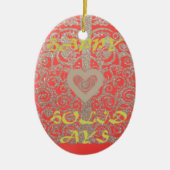 Prettige feestdagen Het Hart Rood en Goud Collecti Keramisch Ornament (Voorkant)