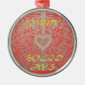 Prettige feestdagen Het Hart Rood en Goud Collecti Metalen Ornament (Voorkant)