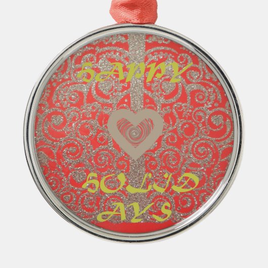 Prettige feestdagen Het Hart Rood en Goud Collecti Metalen Ornament (Voorkant)