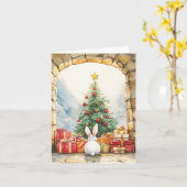 Prettige feestdagen Het kerstkonijn Kaart (Gele Bloem)