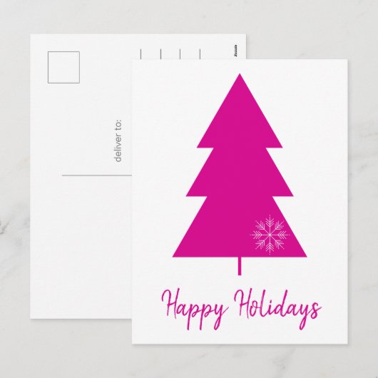 Prettige feestdagen hete roze kerstboom (Voorkant / Achterkant)