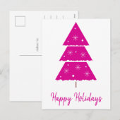 Prettige feestdagen hete roze kerstboom sneeuwvlok (Voorkant / Achterkant)