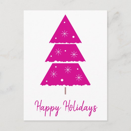 Prettige feestdagen hete roze kerstboom sneeuwvlok (Voorkant)