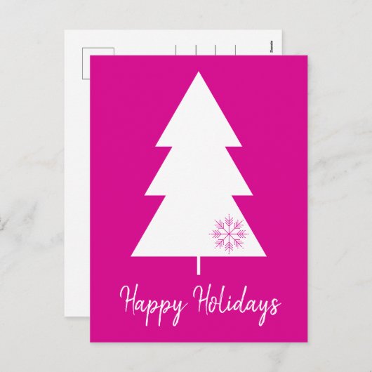 Prettige feestdagen hete roze witte kerstboom (Voorkant / Achterkant)