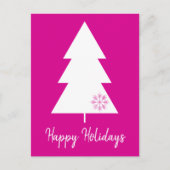 Prettige feestdagen hete roze witte kerstboom (Voorkant)